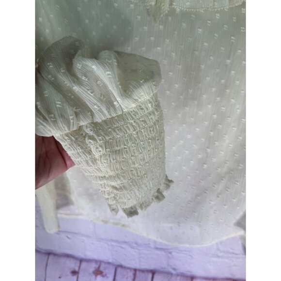 Zara Womens Romantic Textured Polka Dot Ruffle Blouse Size XL - Picture 4 of 9